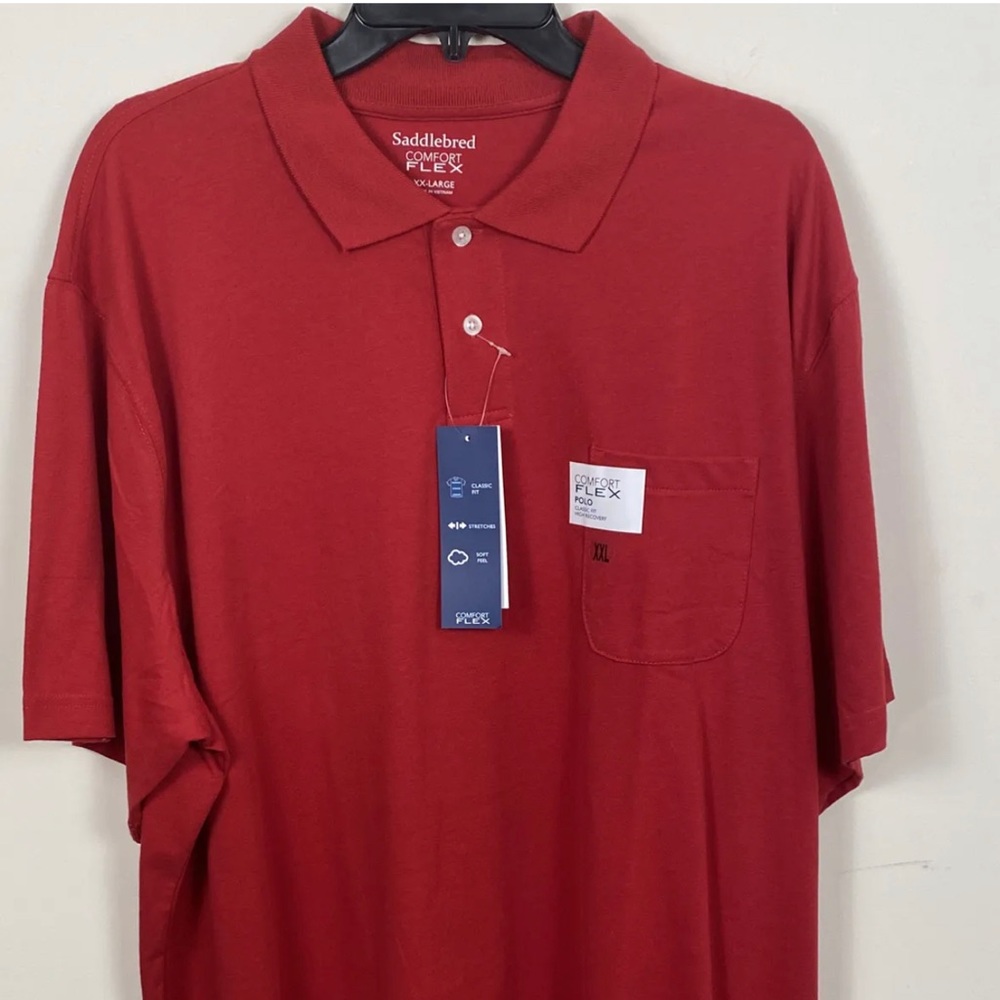 NWT Men’s Saddlebred Comfort Flex Pocket Polo Size XXL Red